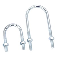 Boulon en U en acier au carbone galvanisé M6-M12 avec 2 écrous, pince pour tuyau, boucle