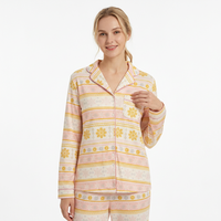 Vêtements de nuit pour femmes en coton, à manches longues, respirants, imprimés numériquement, personnalisés, de haute qualité, à rayures, légers