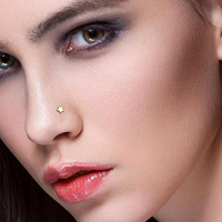 Getta 14K cincin hidung pertunangan mewah, cincin hidung pertunangan mewah bentuk L bintang zirkon emas kuning padat untuk wanita