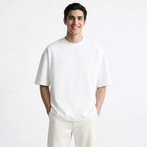 เสื้อยืดผ้าฝ้าย100% สำหรับผู้ชายเสื้อยืดคอกลมโอเวอร์ไซส์ผ้าคอตตอนพิมพ์โลโก้ตามสั่งเสื้อยืดเปล่าสำหรับผู้ชาย - Product Image 1