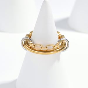 Anillo Apilable de Acero Inoxidable Chapado en Oro para Mujer, Anillos de Zirconia Apilables de Varias Capas - Product Image 3