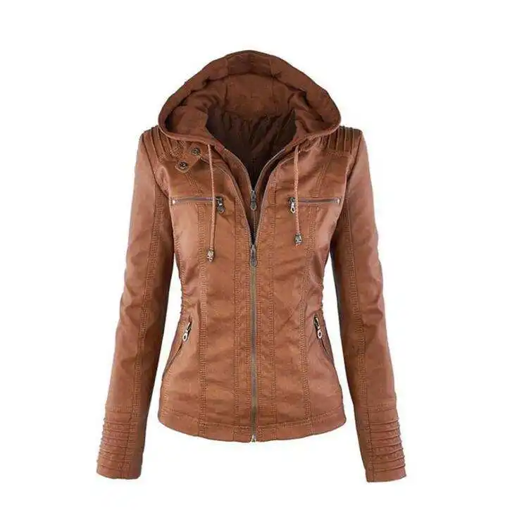 विदेश व्यापार गर्म बिक्री यूरोपीय और अमेरिकी लंबी आस्तीन महिलाओं के चमड़े के जैकेट पु चमड़े लघु महिलाओं की जैकेट थोक