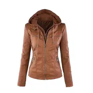 Foreign貿易ホット販売EuropeanとAmerican長袖女性のレザージャケットpuレザーショート女性のジャケット卸売