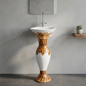 Vasque sur pied en céramique de porcelaine rouge en forme de dauphin Vistaar, articles sanitaires design pour usage hospitalier - Product Image 4