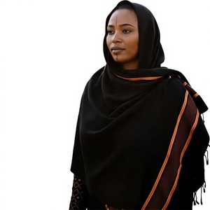Chal de Pashmina de Viscosa para Mujer al por Mayor, con Rayas Centrales Sólidas y Ribete de Encaje, Suave, Ligero y Transpirable, Tipo Bufanda Envolvente, OEM ODM Personalizado - Product Image 1