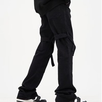 Jeans pour hommes à ourlet décontracté, coupe ample, détails généreux, vente en gros