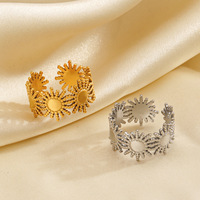Cincin Matahari Minimalis Lapis Emas 18K Gaya Eropa dan Amerika, Desain Unik, Cincin Baja Anti Karat Trendi dan Serbaguna