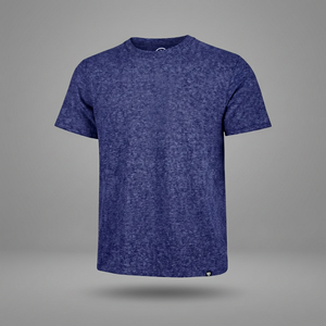 Camiseta de algodón para hombre, de color azul sólido, manga corta, cuello redondo, corte regular, estilo casual, transpirable, diseño de punto jersey. - Product Image 3