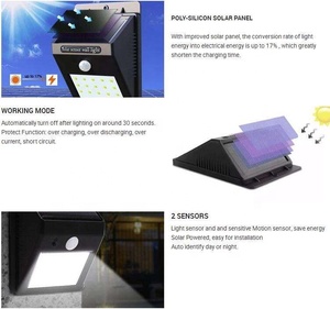 20 Luces <span class=keywords><strong>Solares</strong></span> LED <span class=keywords><strong>para</strong></span> Exteriores, Impermeables, <span class=keywords><strong>con</strong></span> <span class=keywords><strong>Sensor</strong></span> <span class=keywords><strong>de</strong></span> Movimiento, Inalámbricas, Lámpara <span class=keywords><strong>de</strong></span> Seguridad <span class=keywords><strong>para</strong></span> Pared <span class=keywords><strong>Exterior</strong></span> - Product Image 2