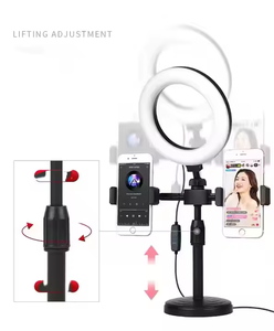 Lampe annulaire LED portable de 6 pouces avec double pince pour téléphone portable, lampe de bureau pour selfie, diffusion en direct, enregistrement de vlog, support réglable - Product Image 2