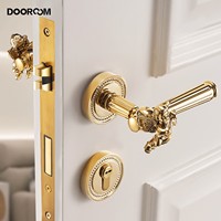 DOOROOM Poignée de porte intérieure moderne en laiton léger ange de luxe Design créatif Serrure de porte combinaison hôtel levier bouton de porte