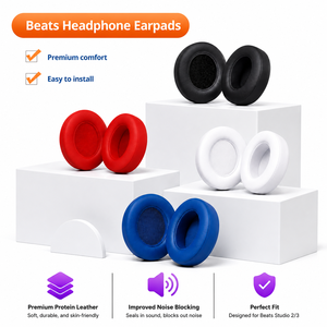 Coussinets de remplacement pour écouteurs <span class=keywords><strong>Beats</strong></span> <span class=keywords><strong>Studio</strong></span> 2/3 filaires/sans fil, en cuir protéiné souple, oreillettes confortables pour <span class=keywords><strong>Studio</strong></span> 2/3 - Product Image 4