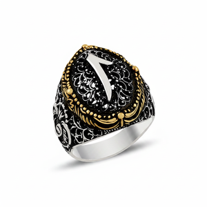 925K Sterling <b>Silver</b> Alif Islamic <b>Men</b> <b>Ring</b> - Product Image 2