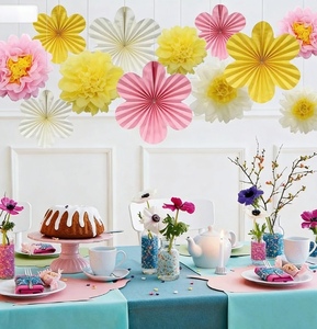 Decoraciones para Fiestas Temáticas de Primavera DAMAI, Abanicos de Papel en Rosa, Amarillo y Blanco, Pompones para Fiestas Diarias y Decoración de Paredes - Product Image 2
