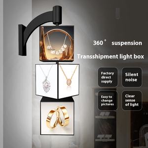 Boîte LED rotative pour publicité extérieure nocturne, en acier, multicouche, verticale, carrée, à quatre faces, pour restauration, avec porte latérale à clipser - Product Image 4