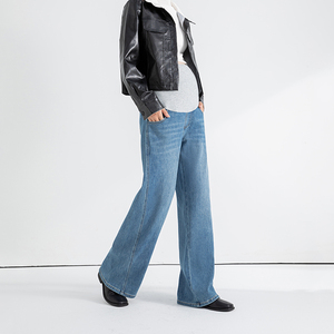 <span class=keywords><strong>Taille</strong></span> haute Flexible Abdomen Long Pantalon Femmes Jeans Baggy Pantalon pour Dames Femme Enceinte - Product Image 4