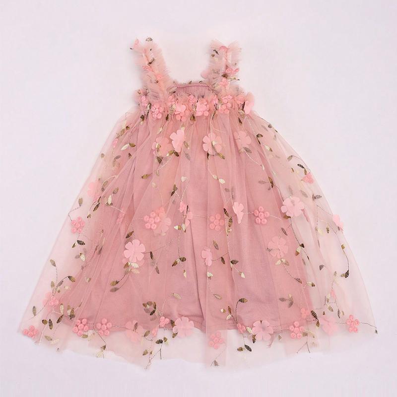 B Dusty Pink Floral Tulle Dress