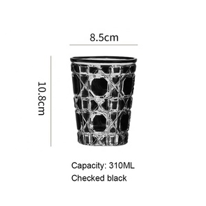 Tazza di vetro di acqua tagliata a mano di moda a quadri di colore europeo - Product Image 6