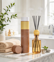 Diffuseur à bâtonnets en verre ambré 8,5 oz grande capacité, parfum Orange Sanguine Pamplemousse, Décoration d'intérieur