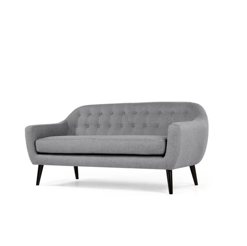 Modern Design Couch Curved Arms Upholstery Gray Living Room 2 Seater Sofa Set Couch