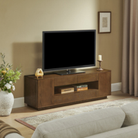 Meuble TV moderne pour salon, compatible avec les téléviseurs jusqu'à 65 pouces, centre de divertissement en MDF avec rangements ouverts, armoires latérales et tiroirs