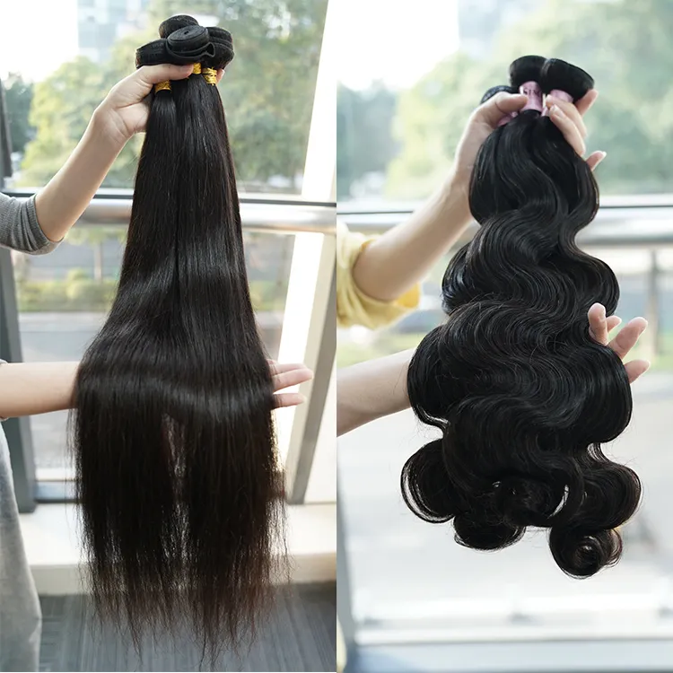 Ekstensi Rambut Menawan Terbaru Remy Natural Double Weft Klip Jahit Di Rambut Ekstensi UNTUK WANITA HITAM