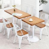Petite table de restaurant carrée en bois massif avec cadre en métal de style industriel Offre Spéciale