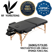 Table de massage pliante portable 2 sections en cuir PU, capacité 260 kg, mousse 7 cm, appuie-tête et accoudoirs réglables, pour hôtel et salle de sport
