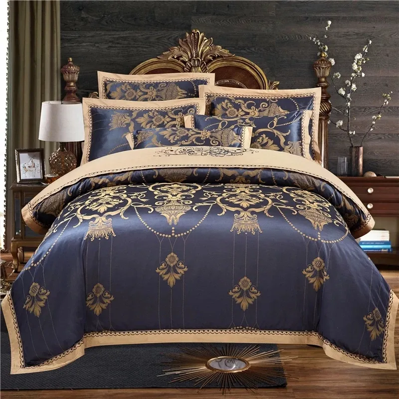 Cotton Flat Bed Sheet Fitted Sheet Luxury Satin Jacquard Duvet Cover Queen King Bedding Set Smooth Touch Printing Bed Set
