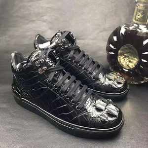 Baskets de haute qualité bottes de <span class=keywords><strong>skateboard</strong></span> pour hommes chaussures en cuir de Crocodile pur hommes bottes plates d'alligator autres bottes pour hommes à la mode - Product Image 2