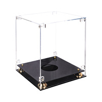 Boîte de présentoir de ballon de rugby de football acrylique plexiglas moderne Cube couverture transparente Base noire pour basket-ball Football Dis