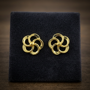 Boucles d'oreilles en or véritable 22 carats de qualité supérieure, rondes et à motifs floraux, pour femmes, mariage, occasions festives et usage quotidien, or clair - Product Image 2