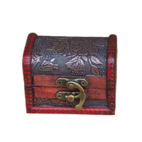 Haute qualité Mini en bois Pirate artisanat bijoux boîte de rangement Vintage Rectangle forme trésor coffre étui support