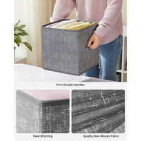 Boîtes de rangement grises pliables avec fond renforcé et doubles poignées pour l'organisation des placards et des étagères