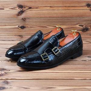 Chaussures Oxford pour hommes britanniques en cuir véritable imperméable, à bout fermé, faites à la main, pour mariage, formelles, décontractées, antidérapantes, avec boucles et sangles - Product Image 1