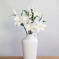 Bunga Lily Artifisial YOPIN-8080 dengan Kuncup, Sentuhan Alami, Tangkai Panjang PU untuk Buket Pernikahan, Dekorasi Meja Rumah