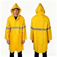 Jas Hujan Berkualitas Tinggi Warna Hijau Zaitun Reflektif Gaya Industrial Bahan PVC Polyester untuk Hiking dengan Tudung