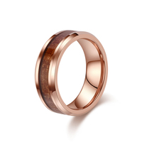 ShuoyeW 4/6/8mm bague en acier au tungstène argent or rose noir incrusté grain de bois couple logo Laser de base bague en acier au tungstène 933