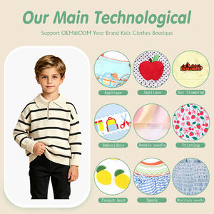<span class=keywords><strong>Pull</strong></span>-over Polo Rayé Basique Élégant à Manches Longues pour Garçons et Filles avec Bordure Côtelée Confortable – Vente en Gros - Product Image 3