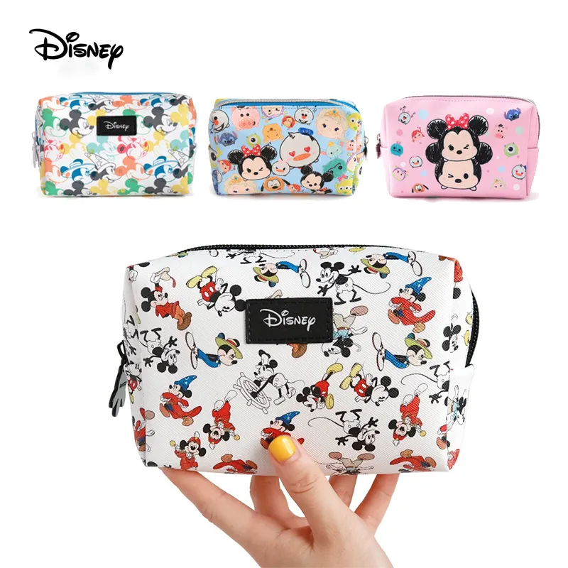 Disney Original Mickey makeup organizer bag travel woman makeup bag Hand Holding Portable Cosmetic Storage Bag