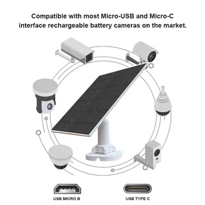 1 Wát pin năng lượng mặt trời di động cho camera an ninh DC 5V ngoài trời có thể sạc lại pin máy ảnh 360 có thể điều chỉnh an ninh gắn tấm pin mặt trời - Product Image 6