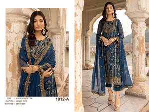Haute sur demande droite Salwar Kameez pour les femmes Party Wear Georgette Pakistanis Costume Disponible à la vente en gros de l'Inde - Product Image 3