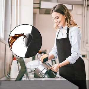 <span class=keywords><strong>Delantal</strong></span> de poliéster para adultos con bolsillo, de alta calidad, económico, con diseño personalizado, de algodón, para jardinería, cocina, limpieza, color negro. - Product Image 4