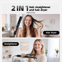 RUCHA Lisseur Cheveux Humides et Secs 2-en-1, Styler Cheveux Sans Brosse à Air Chaud 100 000 tr/min, Fer Plat Chauffage Rapide 800W