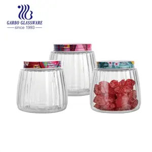 Wholesale supplier glass soda lime storage jar food container for kitchen use clear or christmas style glass food holder