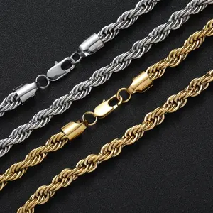 8Mm Rộng Dày Chuỗi Thép Không Gỉ Nặng Punk Người Đàn Ông Phụ Nữ 18K Mạ Vàng Dây Xích Xoắn