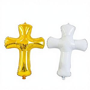 Globo de Aluminio con Forma de Cruz Navideña, Ecológico, Impreso con Serigrafía, para Decoraciones Religiosas de Bautizo y Crismas - Product Image 1