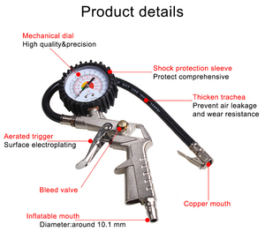 Attraente 220PSI Auto Auto Della Gomma Della Bicicletta Tester del Calibro di Pressione Dei <span class=keywords><strong>Pneumatici</strong></span> Pistola di Gonfiaggio - Product Image 4