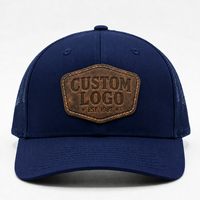 Casquette de camionneur respirante en maille à 6 panneaux avec logo en cuir personnalisé OEM de haute qualité pour la pêche et la chasse en extérieur