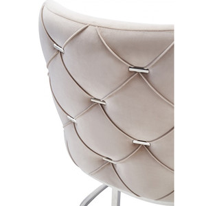 Set di due sedie laterali da pranzo trapuntate in velluto Beige e argento tappezzeria HMS Design - Product Image 5
